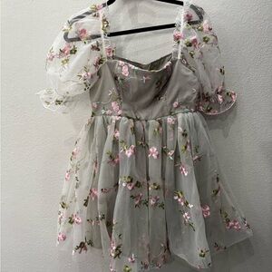 SHEIN Sage Satin A-Line Dress